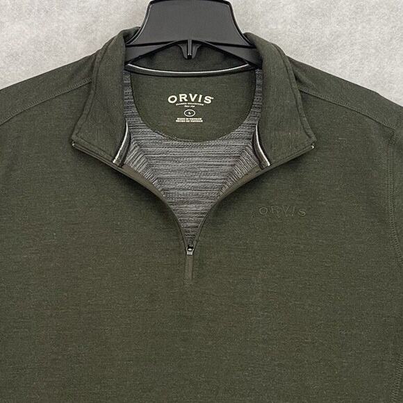Orvis Quarter Zip Pullover Sweater Mens Size L Green Lightweight Long Sleeve - Picture 8 of 11
